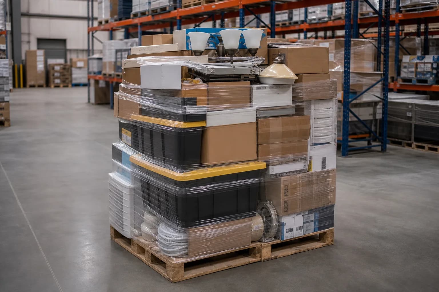 Warehouse pallet containing led lighting & electrical supplies